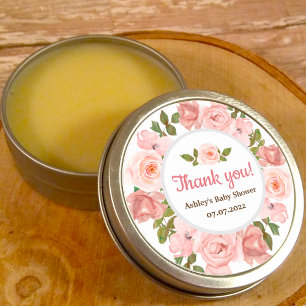 Sticker Rond Baby shower floral de couleur Rose clair