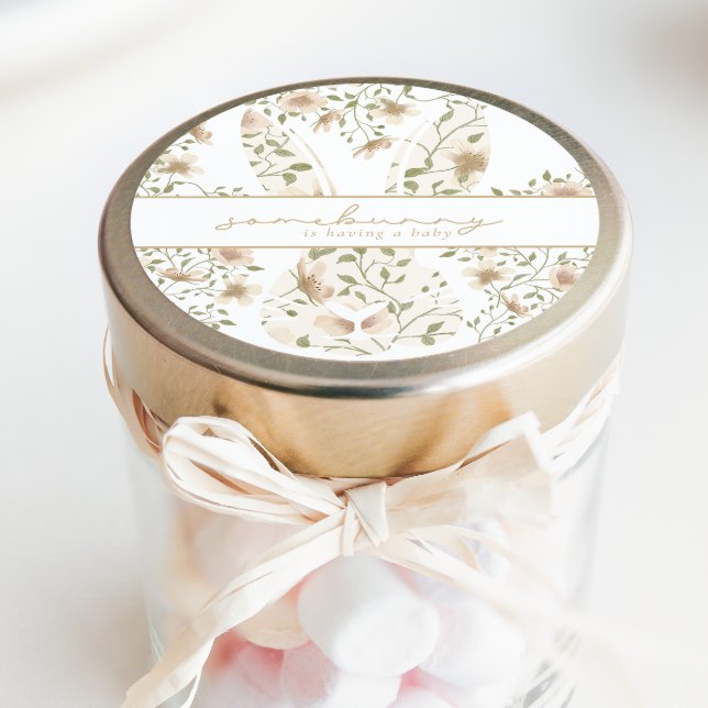 Sticker Rond Baby shower floral de Pâques de printemps (Créateur téléchargé)