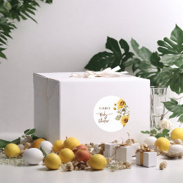 Sticker Rond Baby shower floral de Sunflower Elegant Boho