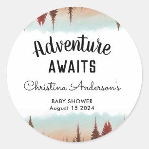 Sticker Rond Baby shower forestier rustique