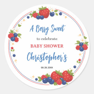 Sticker Rond Baby Shower Fraise Myrtille Sucré