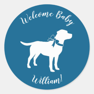 Sticker Rond Baby shower français de Bulldog Frenchie Blue