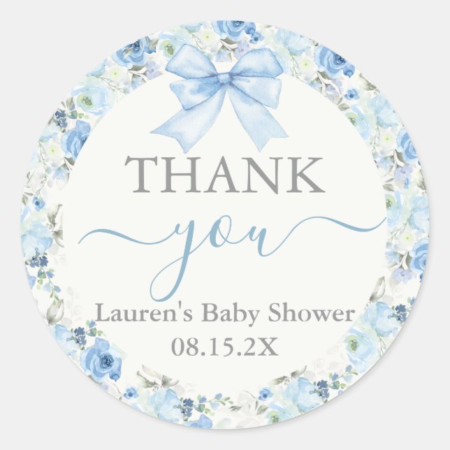 Sticker Rond Baby shower Garçon avec arc (Devant)