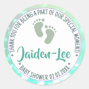 Sticker Rond Baby shower Garçon Favoriser Tags Light Pastel Tur