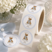 Baby Shower Garçon Gingham Bleu Ours