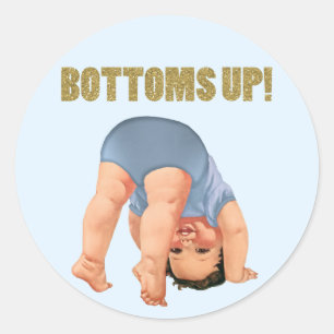 Sticker Rond Baby Shower Garçons Cul En L'air