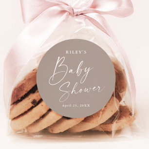 Sticker Rond Baby Shower Genre Neutre Écriture Moderne
