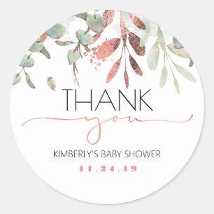 Sticker Rond Baby shower Gold rose