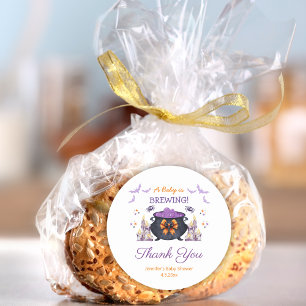 Sticker Rond baby shower halloween bébé brassage merci