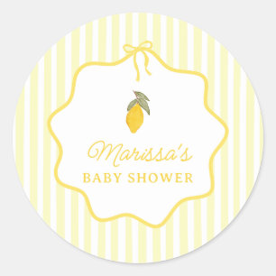 Sticker Rond Baby Shower Jaune Fantaisiste au Citron