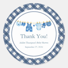 Sticker Rond Baby Shower Jean Bleu