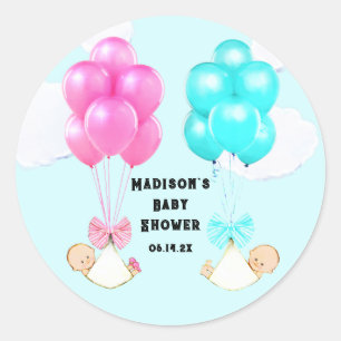 Sticker Rond Baby shower jumeaux
