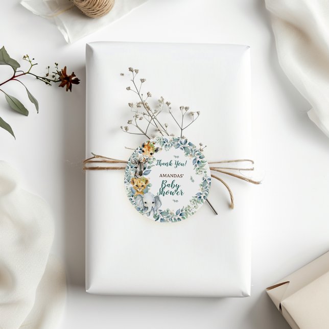 Sticker Rond Baby shower Jungle Safari Merci (Créateur téléchargé)