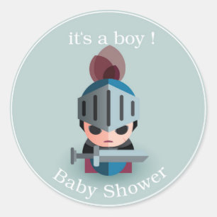 Sticker Rond Baby shower Knight Boy