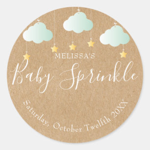 Sticker Rond Baby shower kraft rustique scintillement