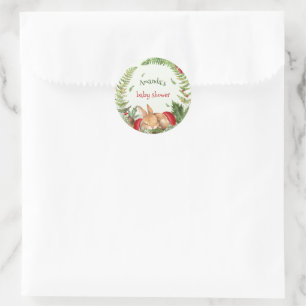 Sticker Rond Baby shower lapin flou champignon de bois