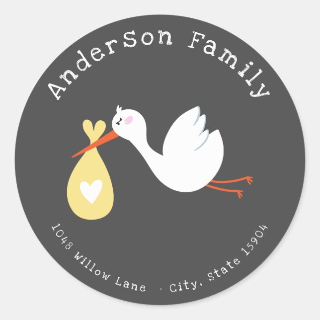 Sticker Rond Baby shower longue distance par adresse postale Sc (Devant)