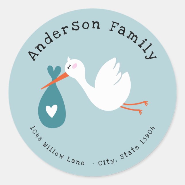 Sticker Rond Baby shower longue distance par adresse postale Sc (Devant)