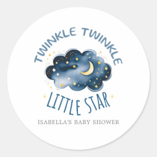 Sticker Rond Baby shower lunaire et étoiles