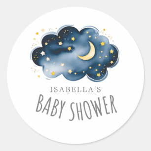 Sticker Rond Baby shower lunaire et étoiles