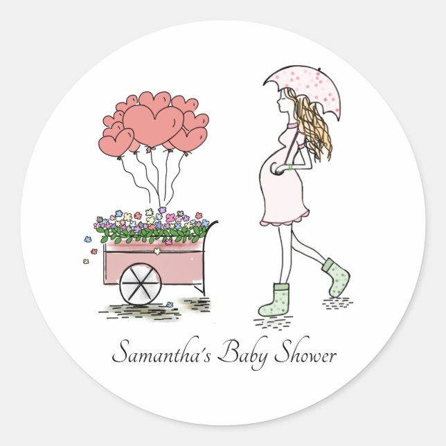 Sticker Rond Baby shower maman enceinte (Devant)
