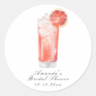 Sticker Rond Baby Shower Mariage Thème Aquarelle Cocktail Citro