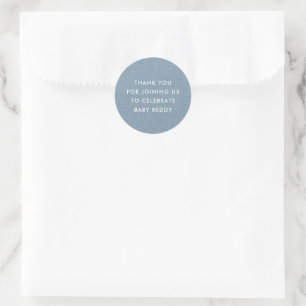 Sticker Rond Baby shower merci cambray bleu