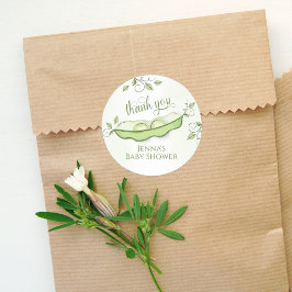 Sticker Rond Baby shower Merci deux pois dans un pois