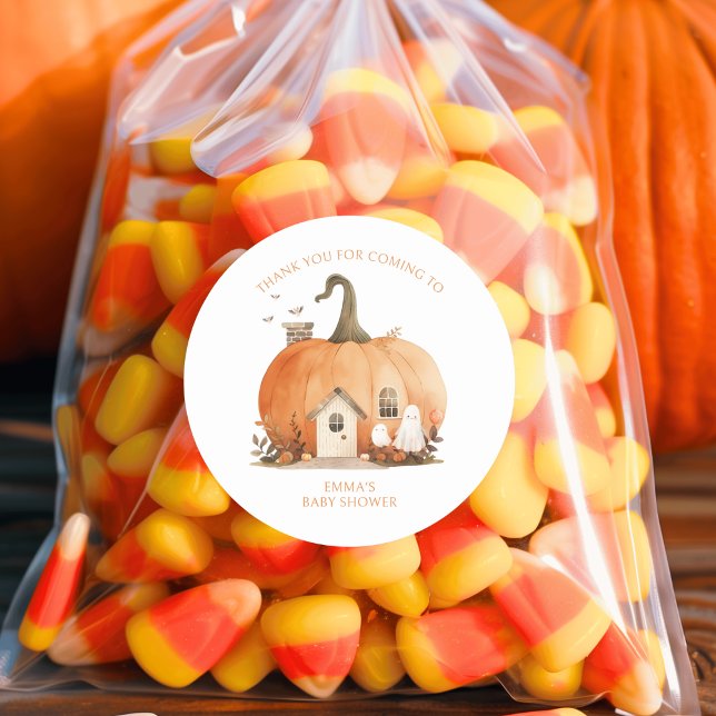 Sticker Rond Baby shower Merci Halloween de chute d'aquarelle (Créateur téléchargé)