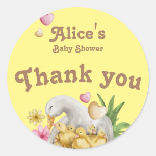 Sticker Rond Baby shower mignon maman et bébé neutre