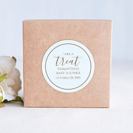 Sticker Rond Baby shower mignonne Calligraphie Script Blue Trea