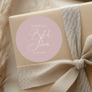 Sticker Rond Baby Shower Minimaliste Calligraphié Mauve