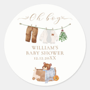 Sticker Rond Baby shower minimaliste moderne Boho Boy Vêtements