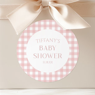 Sticker Rond Baby shower minimaliste rose
