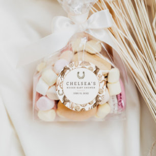 Sticker Rond Baby shower moderne Western Rodeo Watercolor