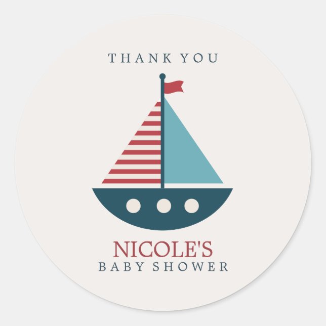 Sticker Rond Baby shower nautique (Devant)