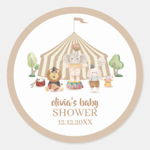 Sticker Rond Baby shower Neutral Boho Magique Safari Cirque