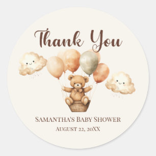 Sticker Rond Baby shower neutre à ours mou