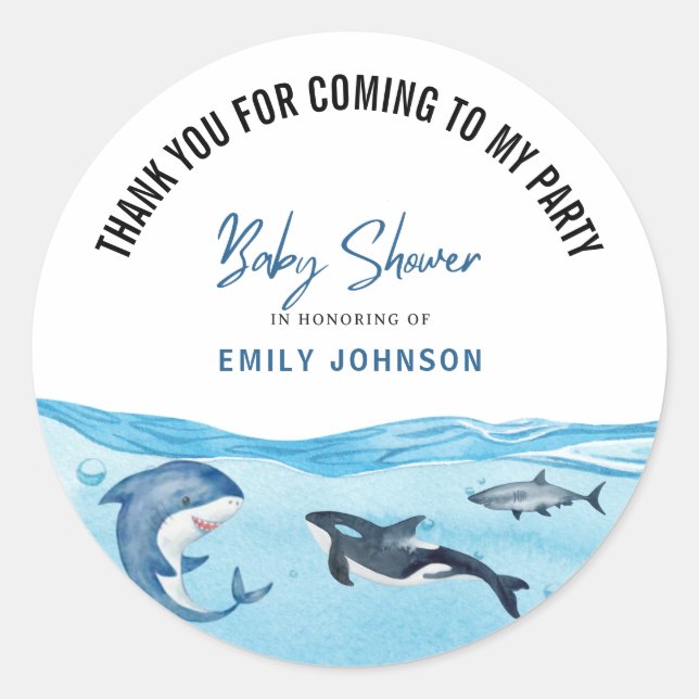 Sticker Rond Baby shower Océan & Mer (Devant)