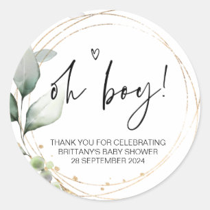 Sticker Rond Baby shower Oh Mon Garçon Maman Pour Être Fête Fav