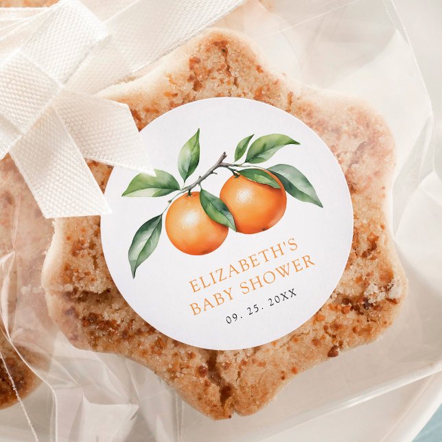 Sticker Rond Baby shower Orange Twins (Créateur téléchargé)