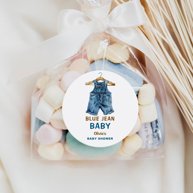 Sticker Rond Baby shower Ouest Blue Jean Boy (Créateur téléchargé)