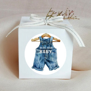 Sticker Rond Baby shower Ouest Blue Jean Boy
