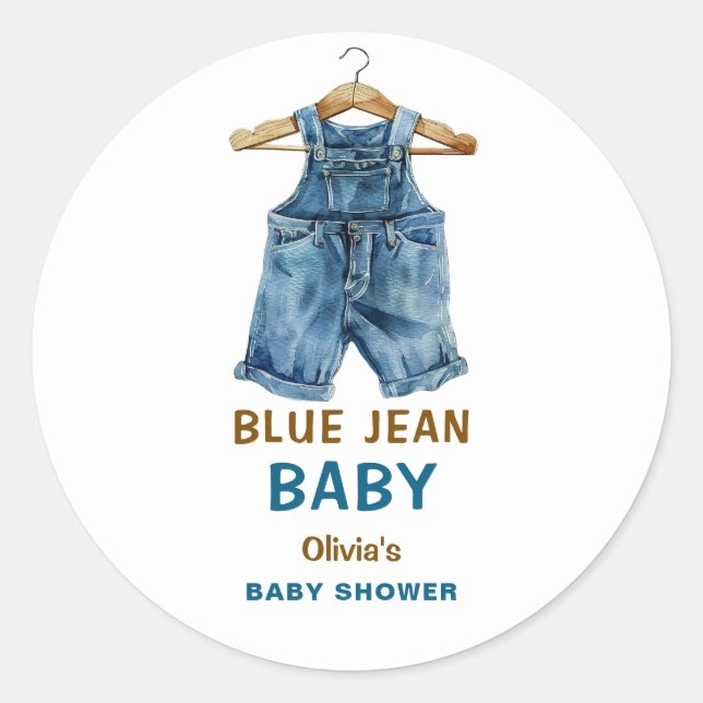 Sticker Rond Baby shower Ouest Blue Jean Boy (Devant)