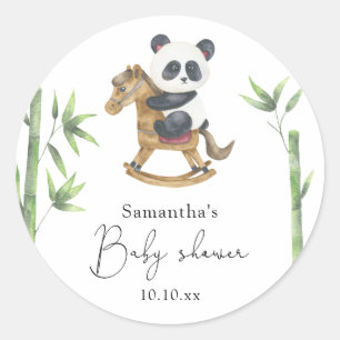 Sticker Rond Baby shower ours bambou et bébé panda