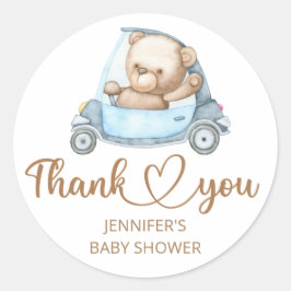 Sticker Rond Baby shower ours bébé en peluche