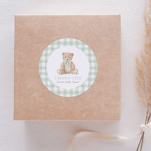 Baby Shower Ours en Vichy Vert Sauge