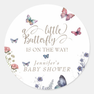 Sticker Rond Baby shower papillon