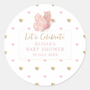 Sticker Rond Baby shower papillon