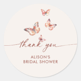 Sticker Rond Baby Shower Papillon Bohème Mariage